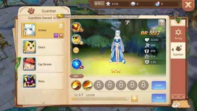 Cara Star Up Evolve Guardian dan Guardian skill level up Laplace M