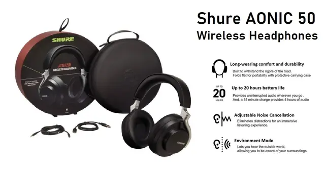 Shure Luncurkan Series Headphone Nirkabel Pertama, AONIC 50 Wireless Noise Cancelling.