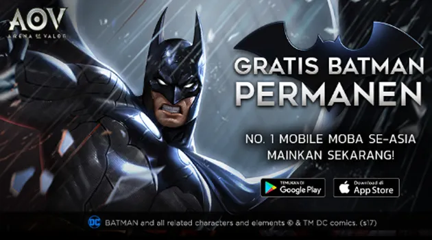 Garena AOV Rilis Batman, Super Hero dari Gotham City, GRATIS!