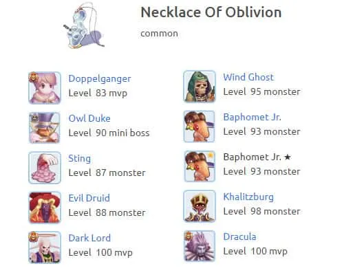 necklace-of-oblivion Ragnarok M Eternal Love