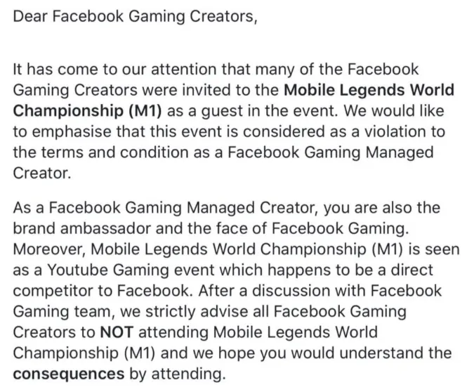 Facebook Larang FB Gaming Creator hadir di M1