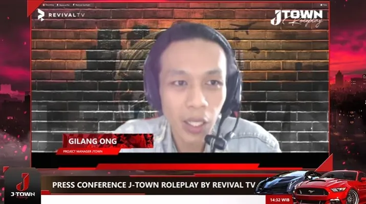 Gilang Ong pada press conference J-Town server GTA Role Play