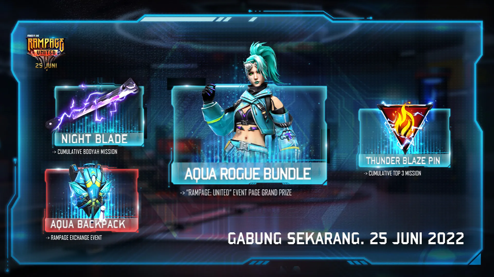 Dapatkan Gratis Bundle Aqua Rogue Di Rangkaian Event Rampage: Unite dari Garena Free Fire