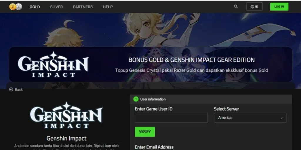 Top up Genshin Impact Makin Mudah dengan Razer Gold