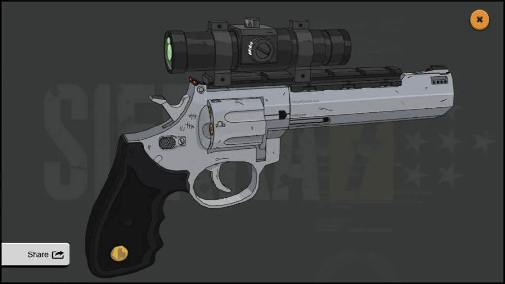 Salah satu senjata dalam Sierra 7, Raging bull yang sudah diupgrade