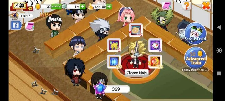 Fitur penambahan skill pada ninjutsu school. di Ninja Heroes New Era