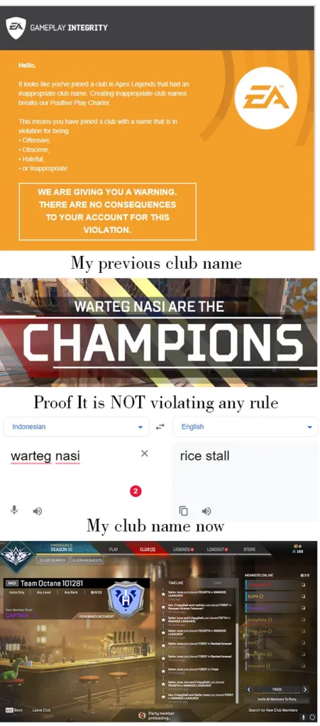 Ganti nama Club Apex Legends