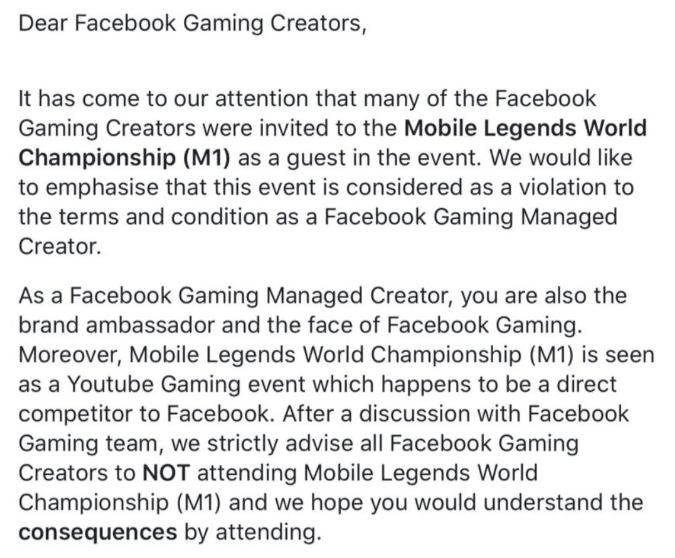 Facebook Larang FB Gaming Creator hadir di M1