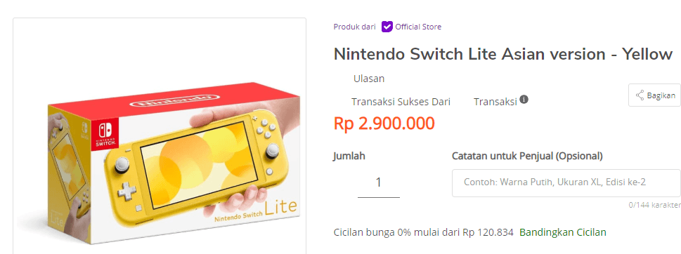 Nintendo Switch Lite Harga Murah Meriah